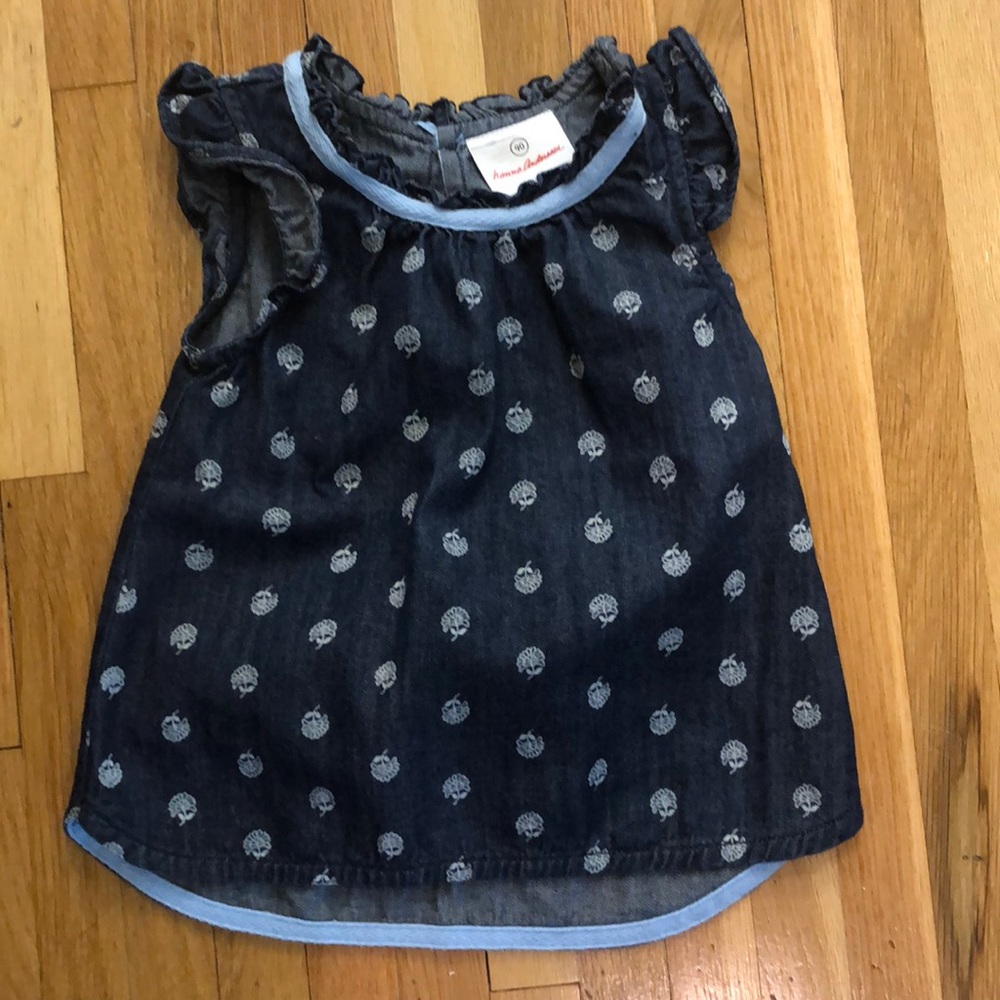 Printed chambray shirt with flutter sleeves sz90
